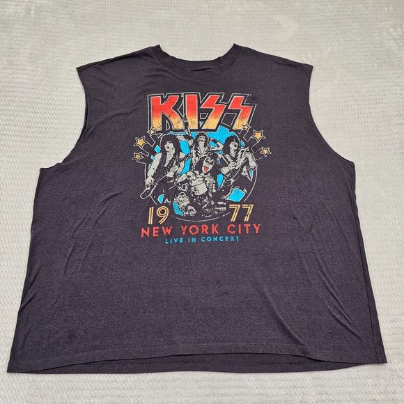 Men's Gray Sleeveless(cut)  KISS Band Shirt Size 3XL‎ (possible spots wear) - Picture 1 of 14